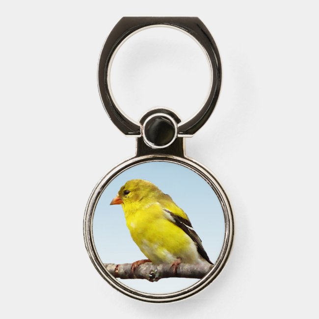Yellow Goldfinch Bird Phone Ring Holder