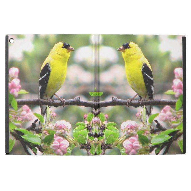 Yellow Goldfinch with Pink Flowers iPad Pro Case