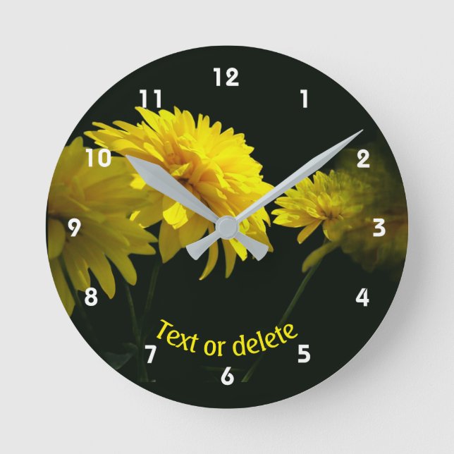 Yellow Goldquell Flowers Personalized Round Clock (Front)