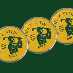 Yellow Golf Ball Marker with his name