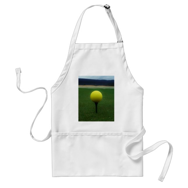 Yellow Golf Ball on a mountain golf course Adult Apron (Front)