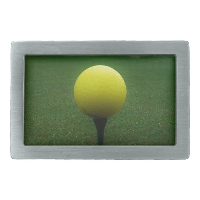 Yellow Golf Ball on a mountain golf course Belt Buckle (Front)