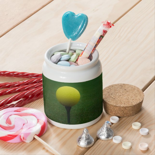 Yellow Golf Ball on a mountain golf course Candy Jar (In Situ)