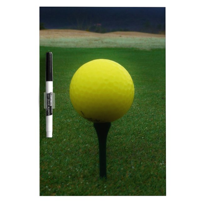 Yellow Golf Ball on a mountain golf course Dry Erase Board (Front)