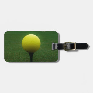 Yellow Golf Ball on a mountain golf course Luggage Tag