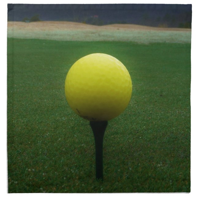 Yellow Golf Ball on a mountain golf course Napkin (Front)