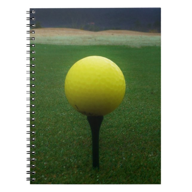 Yellow Golf Ball on a mountain golf course Notebook (Front)