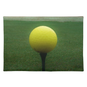 Yellow Golf Ball on a mountain golf course Placemat