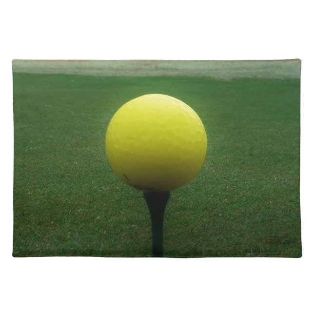 Yellow Golf Ball on a mountain golf course Placemat (Front)