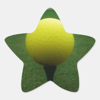 Yellow Golf Ball on a mountain golf course Star Sticker
