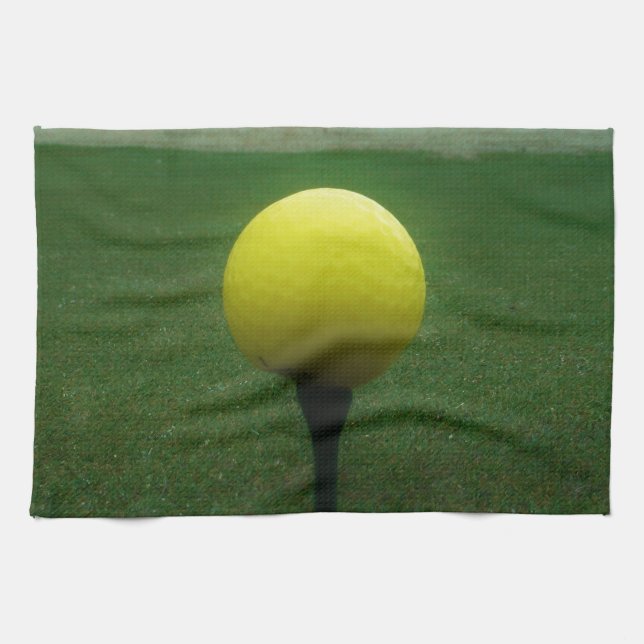 Yellow Golf Ball on a mountain golf course Towel (Horizontal)