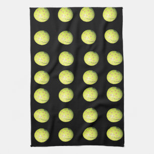 Yellow Golf Balls On Black, Kitchen Towel