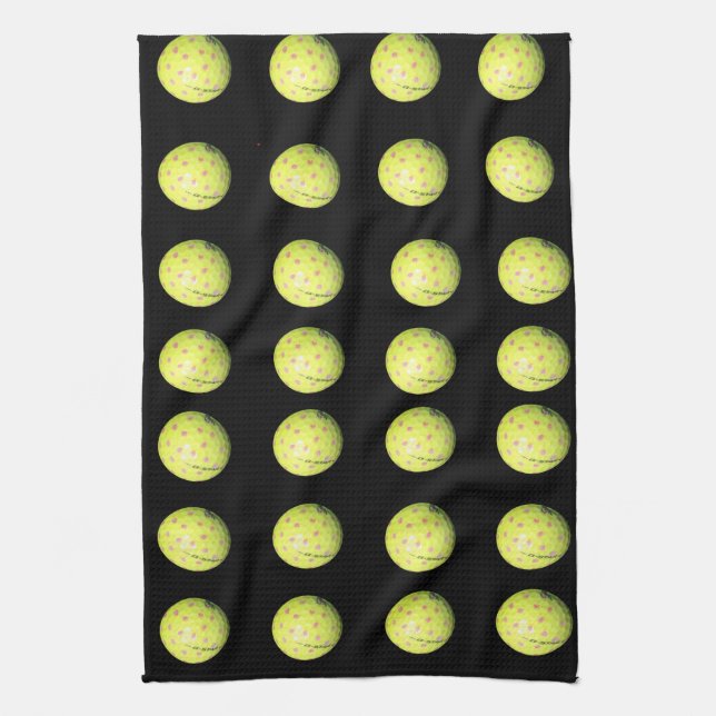 Yellow Golf Balls On Black, Kitchen Towel (Vertical)