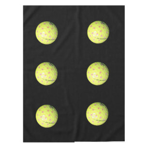 Yellow Golf Balls On Black, Tablecloth