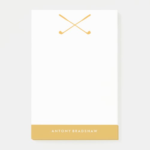 Yellow Golf Clubs Personalized Post_it Notes