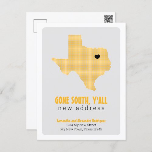 Yellow Gone South Yall Moving Postcard