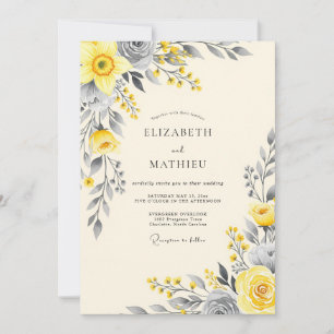 Yellow Graceful Botanical Wedding Invitation