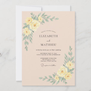 Yellow Graceful Romantic Wedding Invitation