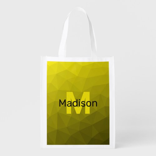 Yellow gradient geometric mesh Monogram Grocery Bag