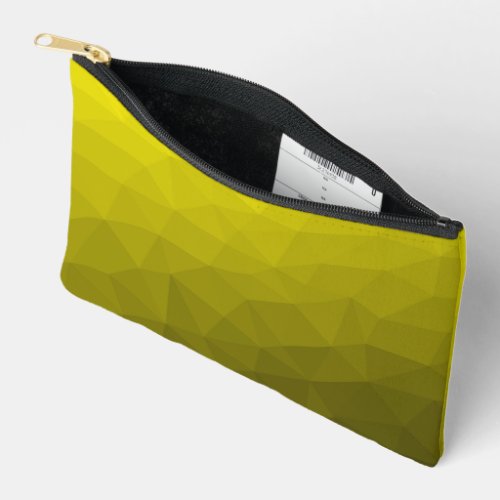 Yellow gradient geometric mesh pattern accessory pouch
