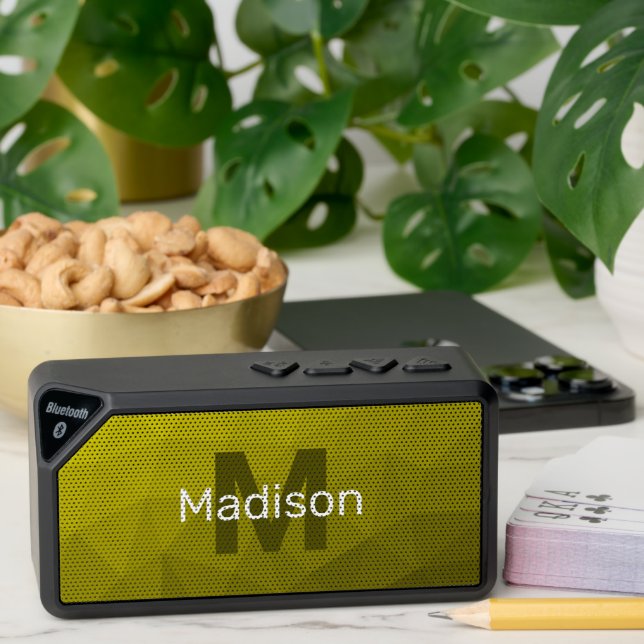 Yellow gradient geometric mesh pattern bluetooth speaker (Insitu(Table))