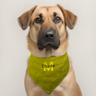 Yellow gradient geometric mesh pattern Monogram Pet Bandana Collar