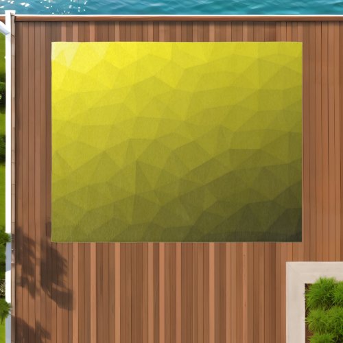 Yellow gradient geometric mesh pattern outdoor rug