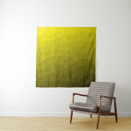 Yellow gradient geometric mesh pattern tapestry