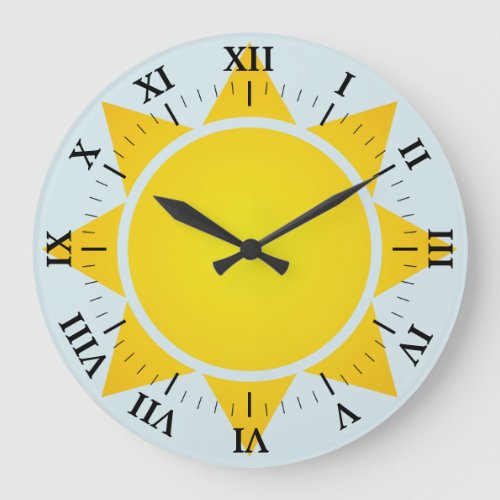 Yellow Gradient Sun with Black Roman Numerals Large Clock