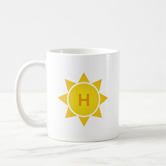 Yellow Gradient Sun with Single Letter Monogram Coffee Mug (Left)