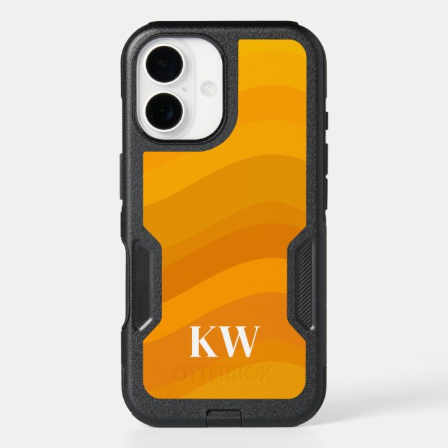 Yellow Gradient Wavy Lines Geometric Personalized Otterbox iPhone Case (Back)