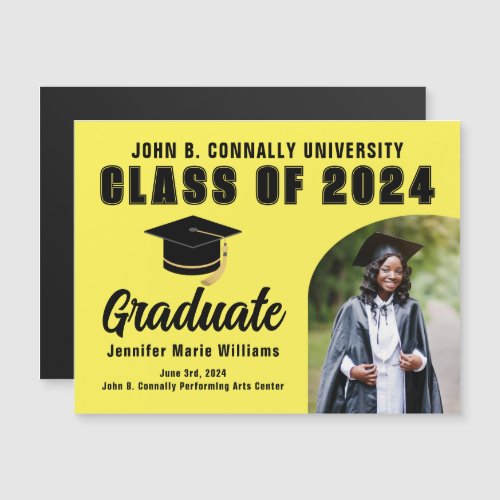 Yellow Graduate Custom 2024 Graduation Magnet Card