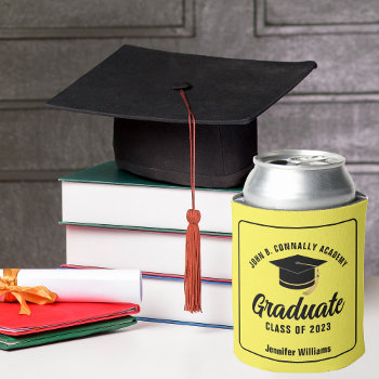 Yellow Graduate Custom 2024 Graduation Party Can Cooler by epicdesigns at Zazzle
