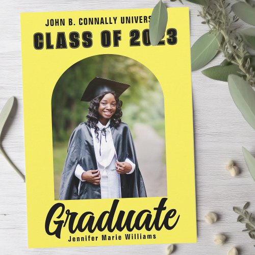 Yellow Graduate Photo Modern Bold Arch Graduation Announcement