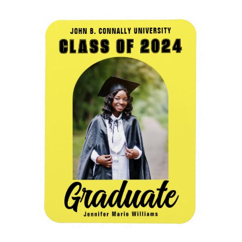 Yellow Graduate Photo Modern Bold Arch Graduation Magnet