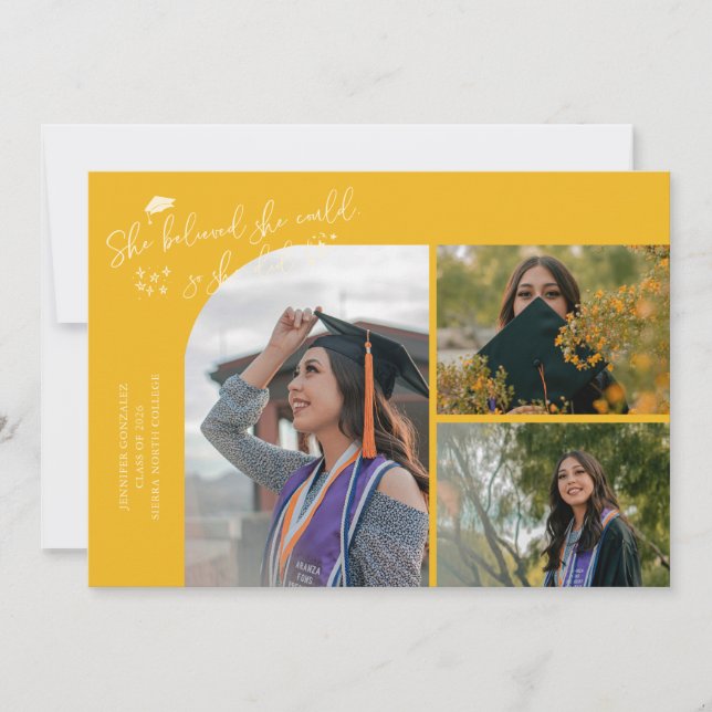 Yellow Graduate She Believed Multi Photo Announcement (Front)