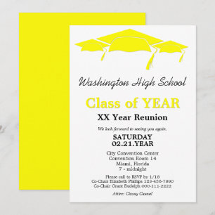 Yellow Graduation Caps Class Reunion Template
