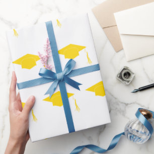 Yellow graduation hat simple wrapping paper
