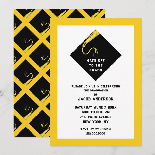 Yellow Graduation Party Invitations (Front/Back)