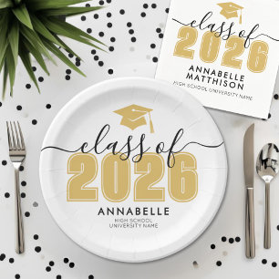 Yellow Graduation Party Paper Plates