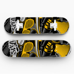 Yellow Graffiti Style Skateboard | Skateboard Deck