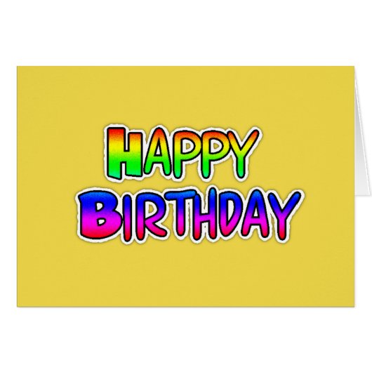 Yellow Graffiti Text Happy Birthday Card (Front Horizontal)