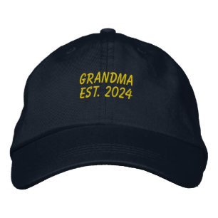 Yellow Grandma Est 2024 Embroidered Baseball Cap