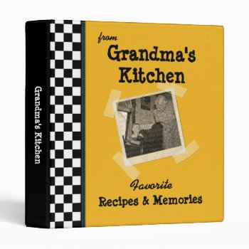 Yellow Grandmas Kitchen 1" Photo Recipe (new) 3 Ring Binder by FamilyTreed at Zazzle