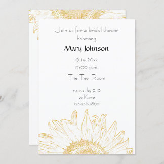 Yellow Graphic Sunflower Bridal Shower Invitation