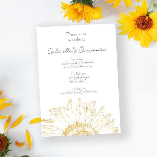 Yellow Graphic Sunflower Quinceanera Invitation