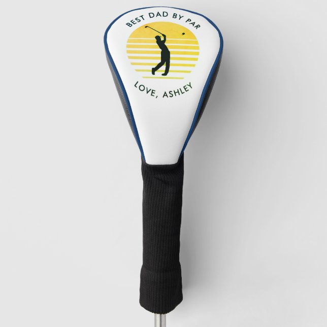 Yellow Graphic Sunset “Best Dad Love leather Golf Head Cover (Front)