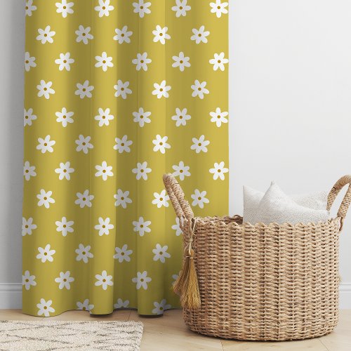 Yellow Grass Lily Floral Pattern Blackout Curtains