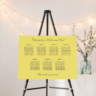 Yellow Gray 7 Table Seating Chart Foam Board
