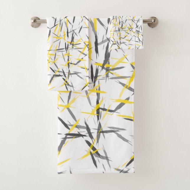 Yellow Gray Abstract Bath Towel Set (Insitu)
